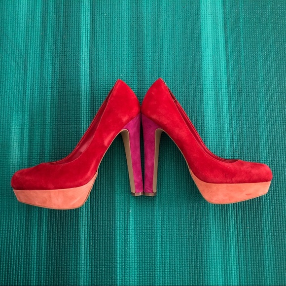 Tri Tones Steve Madden Suede Platform heels sz 8 - Picture 5 of 6